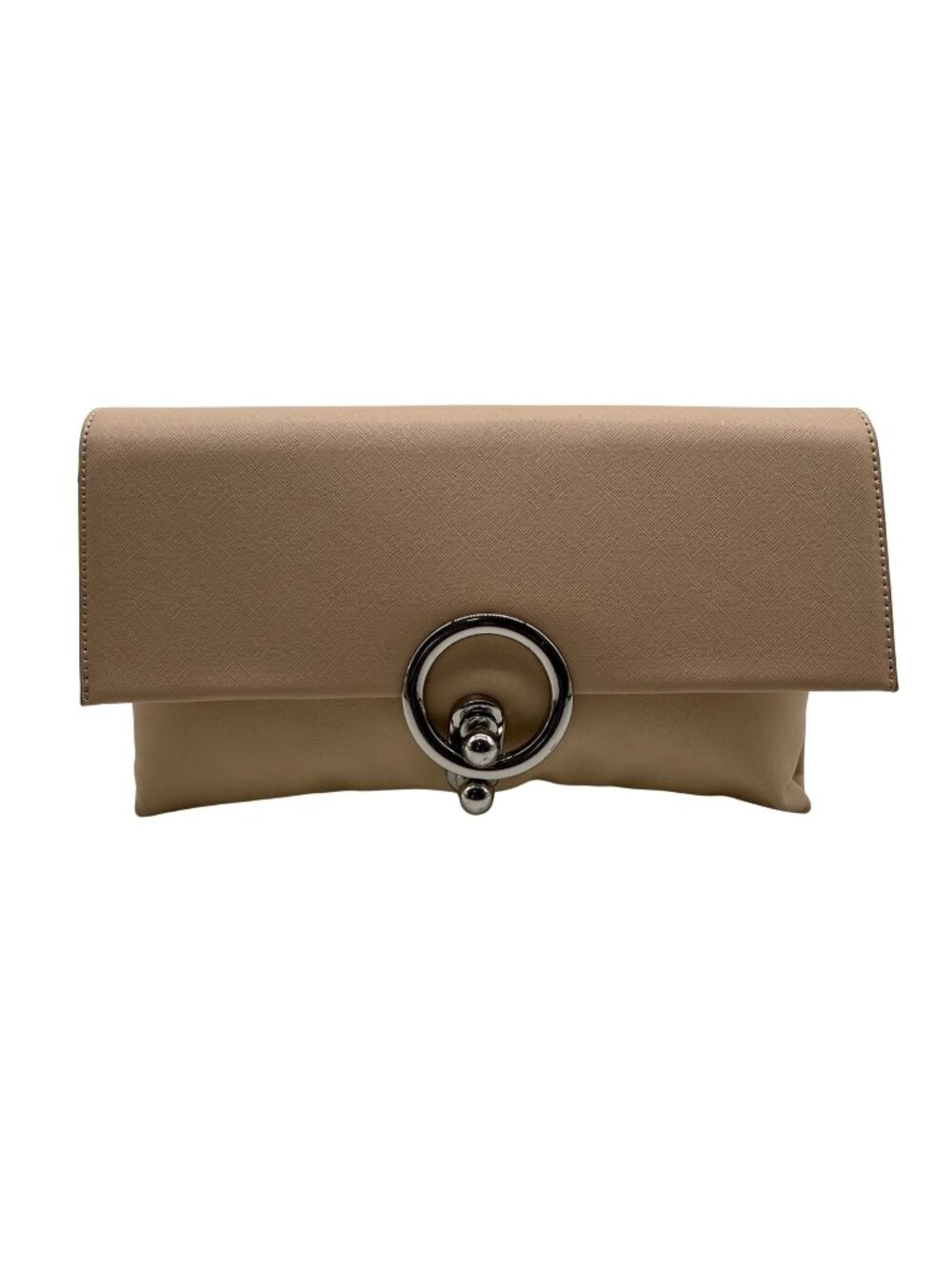 Sandra Roberts Beige Faux Leather Crossbody Bag
